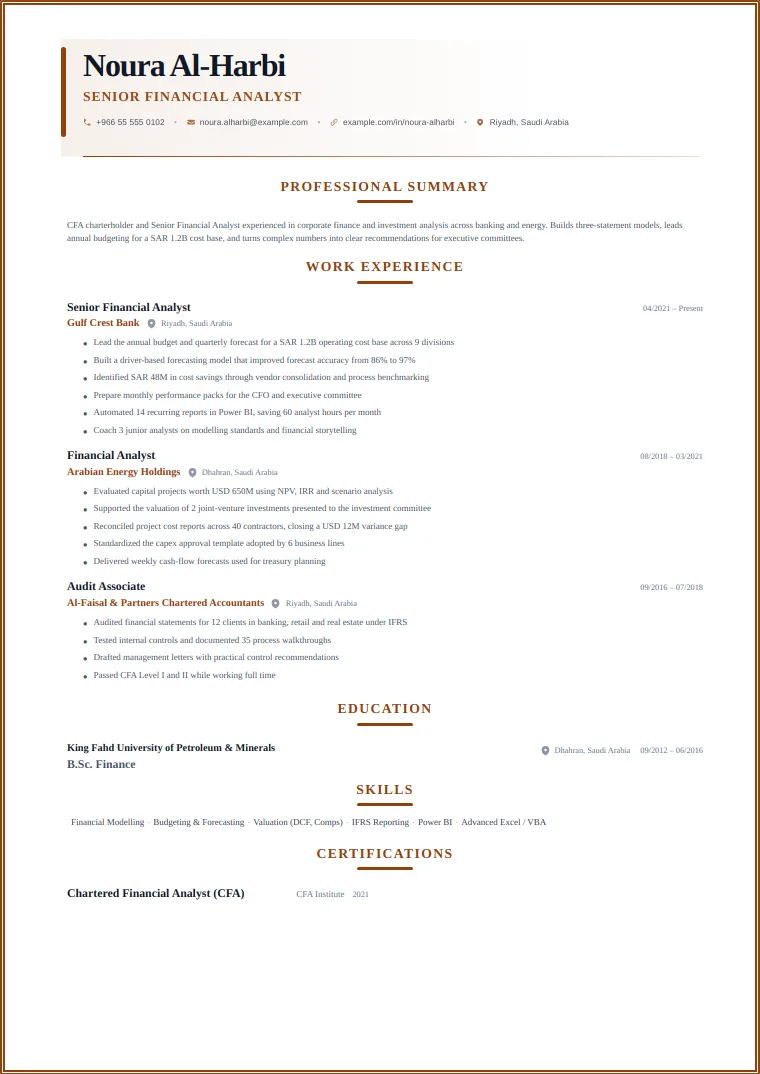 Elegant CV template with a sample CV