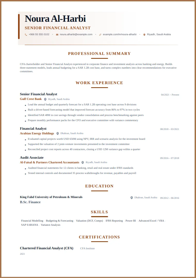 Elegant CV template with a sample CV