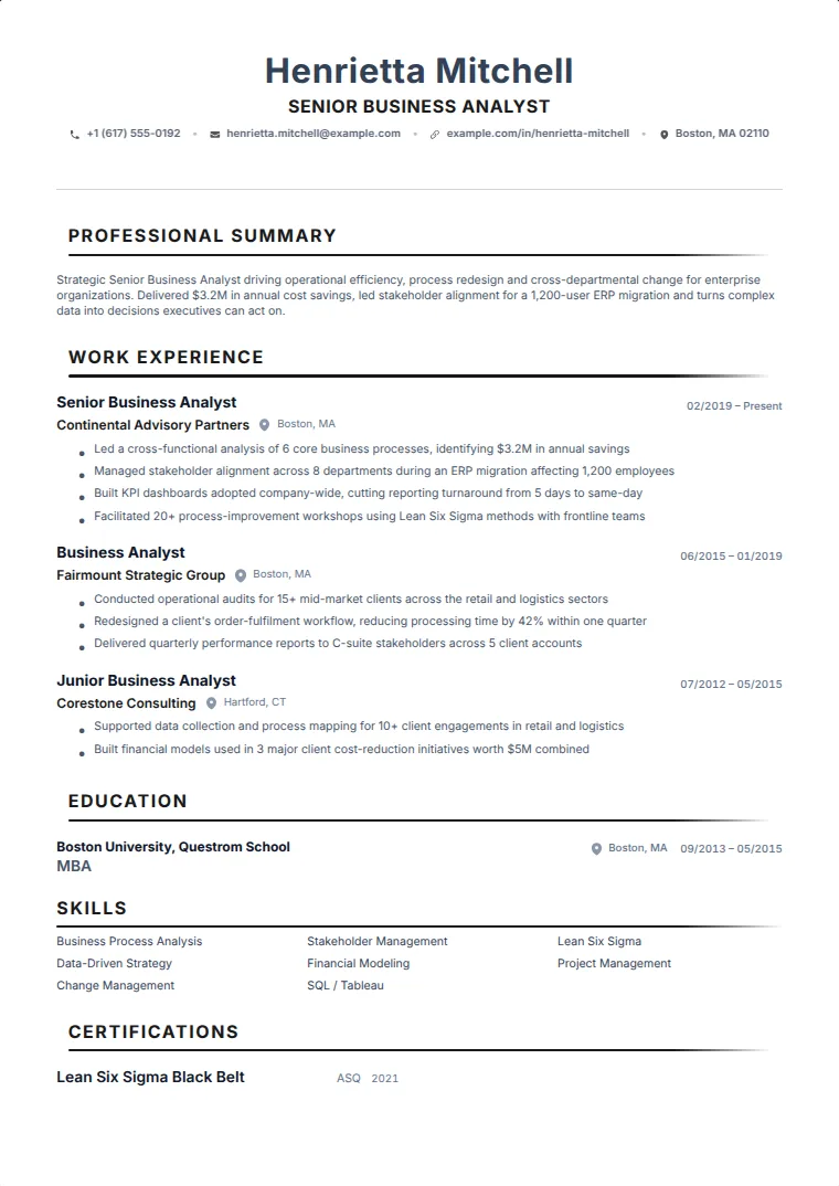 Dossier CV template with a sample CV