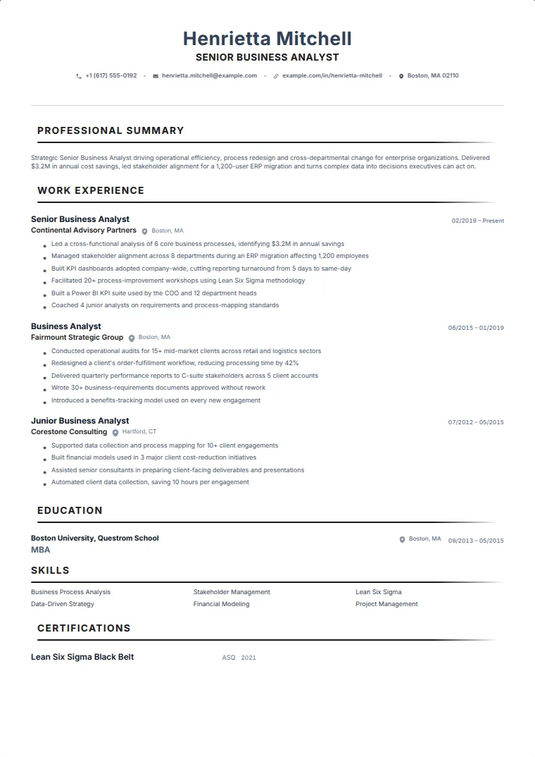 Dossier CV template with a sample CV