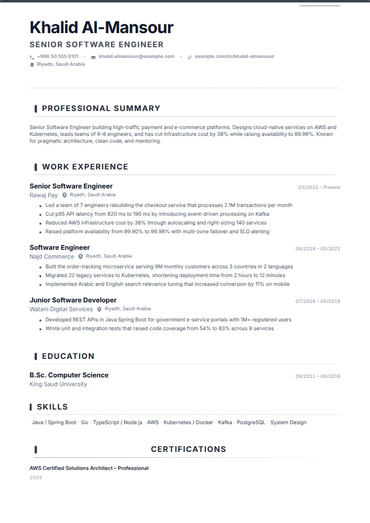 Minimal Icon CV template with a sample CV