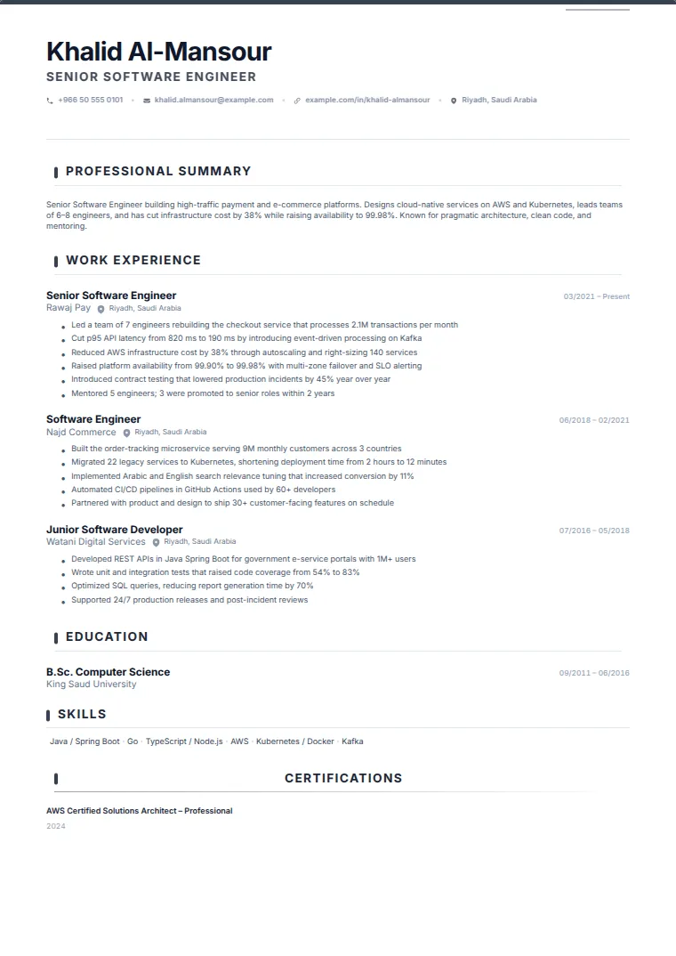 Minimal Icon CV template with a sample CV