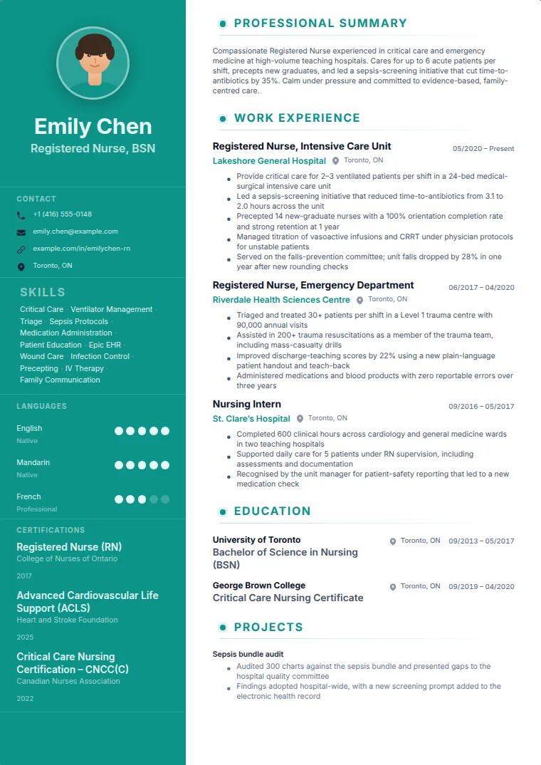 Photo Sidebar CV template with a sample CV