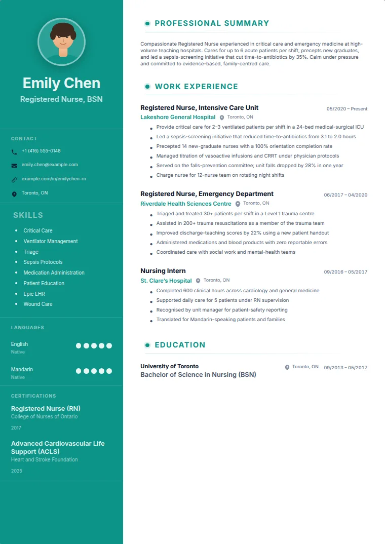 Photo Sidebar CV template with a sample CV