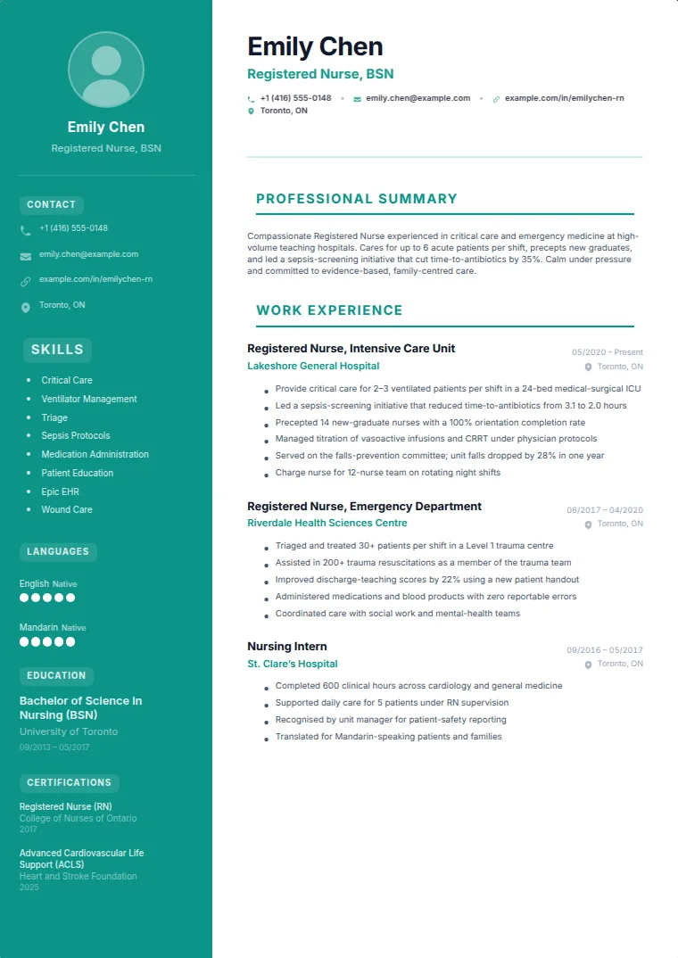 Sidebar Pro CV template with a sample CV