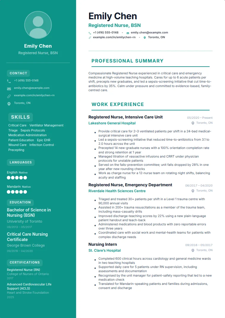 Sidebar Pro CV template with a sample CV